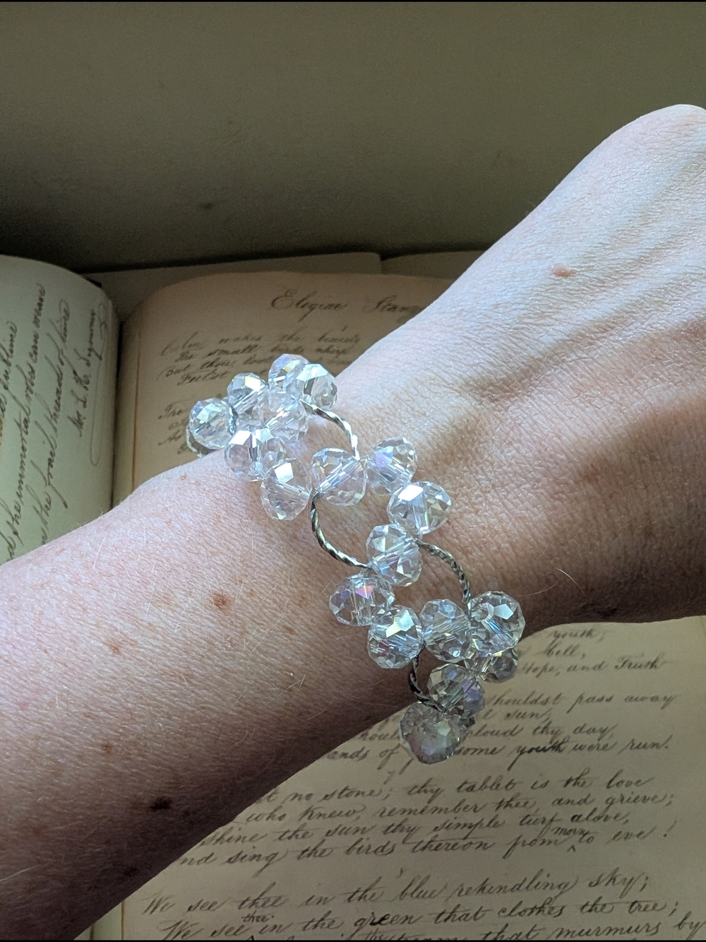 Crystal Bead Cluster Bracelet - Clear